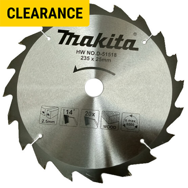 Makita D-51518 - 235mmx25mm 20T Economy Saw Blade Makita Accessories Makita D-51518 - 235mmx25mm 20T Economy Saw Blade Makita Accessories